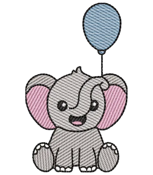 Matriz de Bordado Elefante com Balão